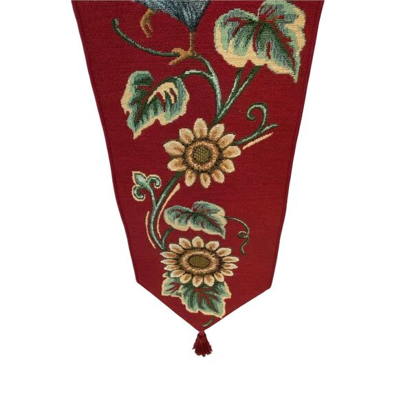 Sunflower Rooster Tapestry Country Chic Bell Pull Woodworkers & Weavers Red - Picture 5 of 11